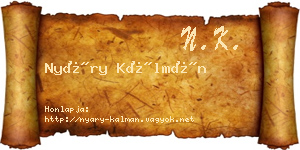 Nyáry Kálmán névjegykártya